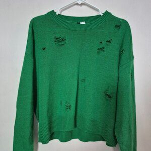 Divided destroyed green sweater L
